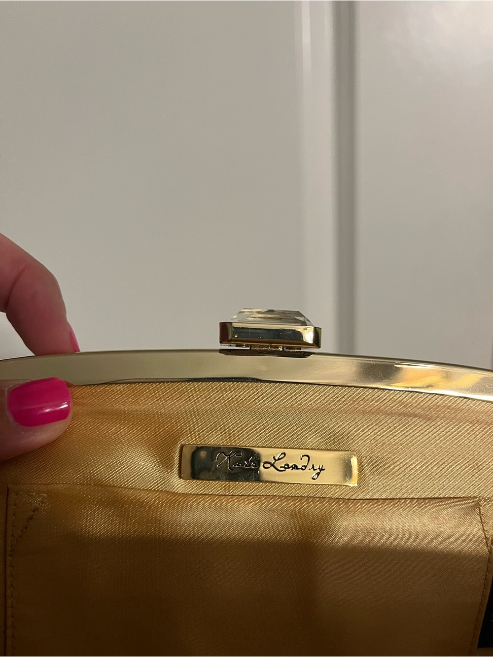 Kate Landry Metallic Gold Evening Clutch - Picture 8 of 15